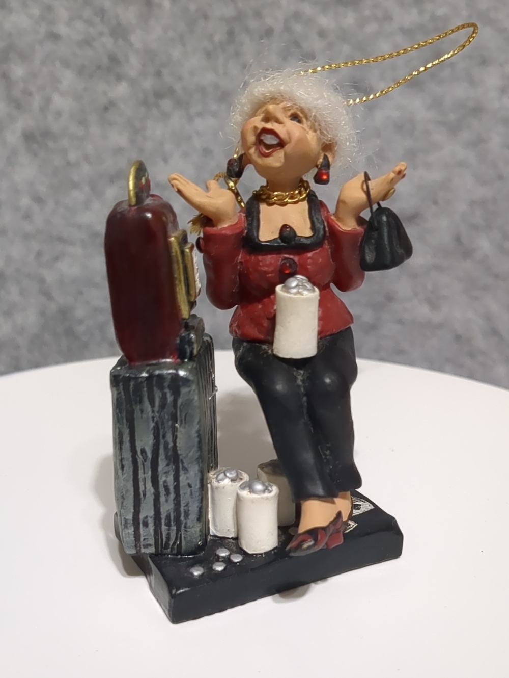 Vintage Oh You Doll Betty Playing The Slots Christmas Ornament by Nancye William
